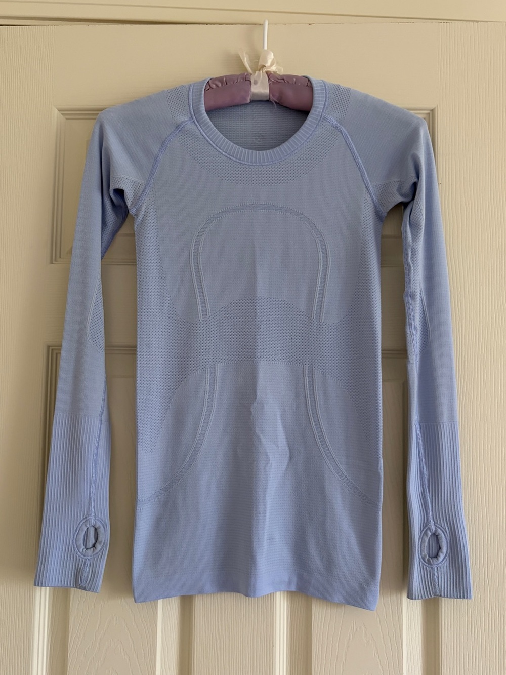 Lululemon Light Blue Long Sleeve Seamless Swiftly Active Top Size 2